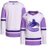 Maglia Hockey Vancouver Canucks Blank Practice Autentico 2018 Fights Cancer Bianco Viola