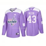 Maglia Hockey Washington Capitals Tom Wilson Autentico 2018 Fights Cancer Viola