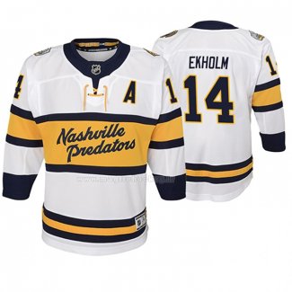Maglia Hockey Bambino Nashville Predators Mattias Ekholm Replica Giocatore 2020 Winter Classic Bianco