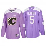 Maglia Hockey Calgary Flames Mark Giordano 2018 Fights Cancer Viola
