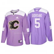 Maglia Hockey Calgary Flames Mark Giordano 2018 Fights Cancer Viola