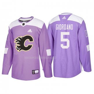 Maglia Hockey Calgary Flames Mark Giordano 2018 Fights Cancer Viola