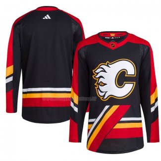 Maglia Hockey Calgary Flames Reverse Throwback Autentico Blank Nero