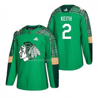Maglia Hockey Chicago Blackhawks Duncan Keith 2018 Dia de San Patricio Verde