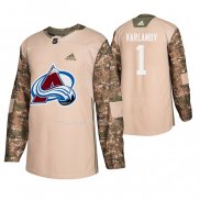 Maglia Hockey Colorado Avalanche Semyon Varlamov Veterans Day Camuffamento
