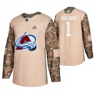 Maglia Hockey Colorado Avalanche Semyon Varlamov Veterans Day Camuffamento