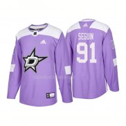 Maglia Hockey Dallas Stars Tyler Seguin Autentico 2018 Fights Cancer Viola