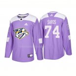 Maglia Hockey Nashville Predators Juuse Saros Autentico 2018 Fights Cancer Viola
