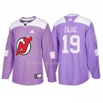 Maglia Hockey New Jersey Devils Travis Zajac 2018 Fights Cancer Viola