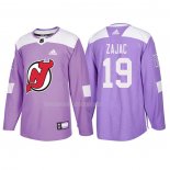 Maglia Hockey New Jersey Devils Travis Zajac 2018 Fights Cancer Viola