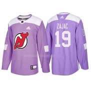 Maglia Hockey New Jersey Devils Travis Zajac 2018 Fights Cancer Viola