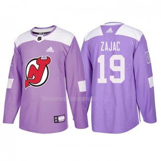 Maglia Hockey New Jersey Devils Travis Zajac 2018 Fights Cancer Viola