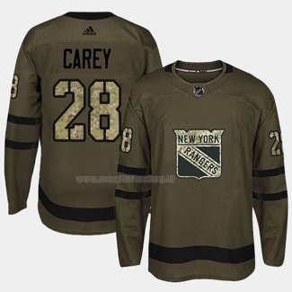 Maglia Hockey New York Rangers Paul Carey 2018 Salute To Service Verde Militare