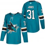 Maglia Hockey San Jose Sharks Martin Jones Autentico Home 2018 Verde