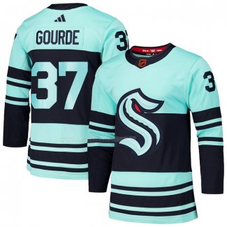 Maglia Hockey Seattle Kraken Yanni Gourde Reverse Throwback 2.0 Autentico Blu