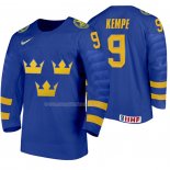 Maglia Hockey Suecia Adrian Kempe Away 2020 Iihf World Junior Championships Blu