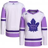 Maglia Hockey Toronto Maple Leafs Blank Practice Autentico 2018 Fights Cancer Bianco Viola
