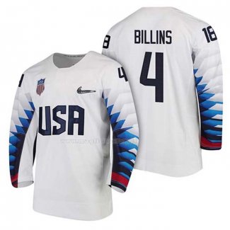 Maglia Hockey USA Chad Billins 2018 Olympic Bianco