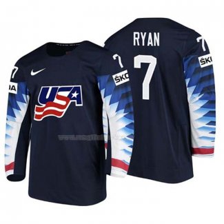 Maglia Hockey USA Derek Ryan 2018 Iihf World Championship Giocatore Nero