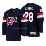 Maglia Hockey USA Joel Farabee 2018 Iihf World Championship Giocatore Blu