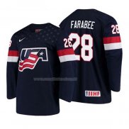 Maglia Hockey USA Joel Farabee 2018 Iihf World Championship Giocatore Blu