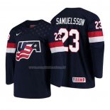 Maglia Hockey USA Mattias Samuelsson 2018 Iihf World Championship Giocatore Blu