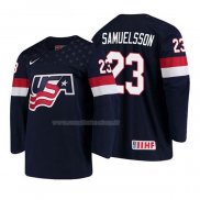 Maglia Hockey USA Mattias Samuelsson 2018 Iihf World Championship Giocatore Blu