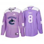 Maglia Hockey Vancouver Canucks Christopher Tanev 2018 Fights Cancer Viola