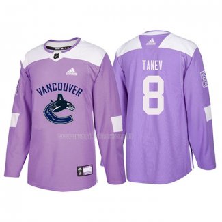 Maglia Hockey Vancouver Canucks Christopher Tanev 2018 Fights Cancer Viola
