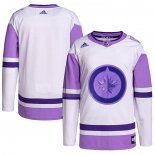 Maglia Hockey Winnipeg Jets Blank Practice Autentico 2018 Fights Cancer Bianco Viola