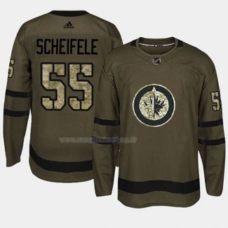 Maglia Hockey Winnipeg Jets Mark Scheifele 2018 Salute To Service Verde Militare