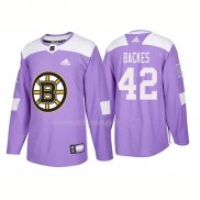 Maglia Hockey Boston Bruins David Backes Autentico 2018 Fights Cancer Viola
