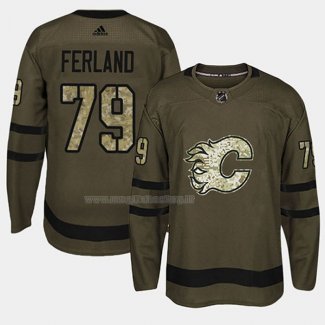 Maglia Hockey Calgary Flames Micheal Ferland 2018 Salute To Service Verde Militare