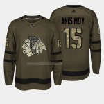 Maglia Hockey Chicago Blackhawks Artem Anisimov 2018 Salute To Service Verde Militare