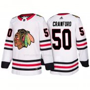 Maglia Hockey Chicago Blackhawks Corey Crawford Away 2018 Bianco