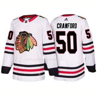 Maglia Hockey Chicago Blackhawks Corey Crawford Away 2018 Bianco