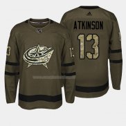 Maglia Hockey Columbus Blue Jackets Cam Atkinson 2018 Salute To Service Verde Militare