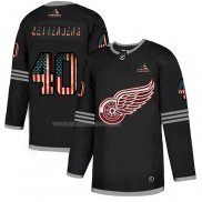 Maglia Hockey Detroit Red Wings Henrik Zetterberg 2020 USA Flag Nero