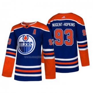 Maglia Hockey Edmonton Oilers Ryan Nugent Hopkins Alternato Autentico Blu