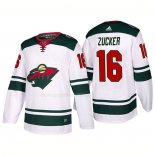 Maglia Hockey Minnesota Wild Jason Zucker Away 2017-2018 Bianco