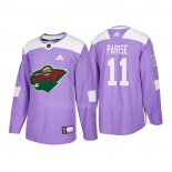 Maglia Hockey Minnesota Wild Zach Parise Autentico 2018 Fights Cancer Viola