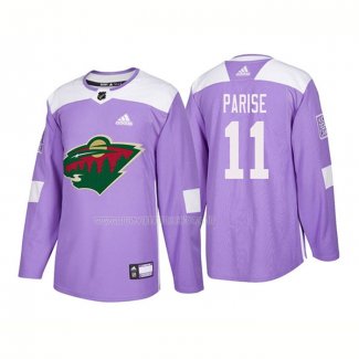 Maglia Hockey Minnesota Wild Zach Parise Autentico 2018 Fights Cancer Viola