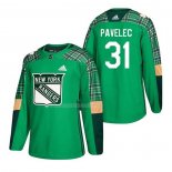 Maglia Hockey New York Rangers Ondrej Pavelec 2018 Dia de San Patricio Verde