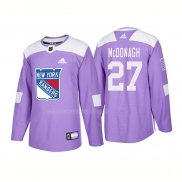 Maglia Hockey New York Rangers Ryan Mcdonagh Autentico 2018 Fights Cancer Viola