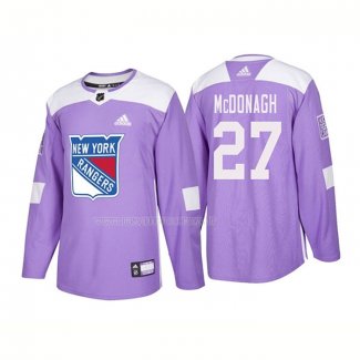Maglia Hockey New York Rangers Ryan Mcdonagh Autentico 2018 Fights Cancer Viola
