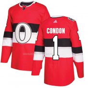 Maglia Hockey Ottawa Senators Mike Condon Autentico 2017 100 Classic Rosso