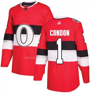 Maglia Hockey Ottawa Senators Mike Condon Autentico 2017 100 Classic Rosso