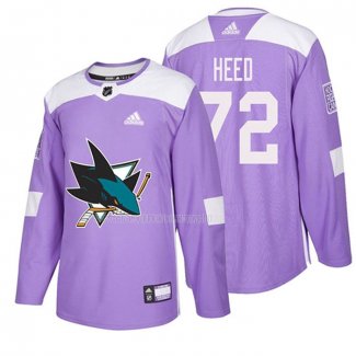 Maglia Hockey San Jose Sharks Tim Heed 2018 Fights Cancer Viola