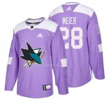 Maglia Hockey San Jose Sharks Timo Meier 2018 Fights Cancer Viola