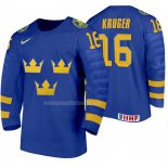 Maglia Hockey Suecia Marcus Kruger Away 2020 Iihf World Junior Championships Blu